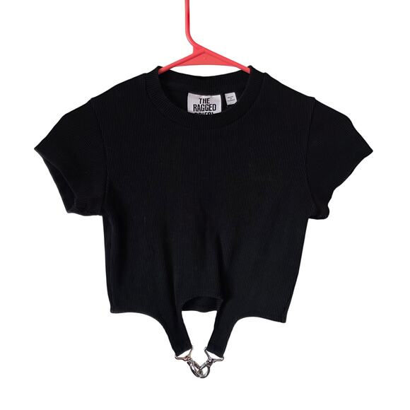 The Ragged Priest Clone Top Jersey Rib ringer w/ triggers Medium Black Goth - Picture 2 of 4